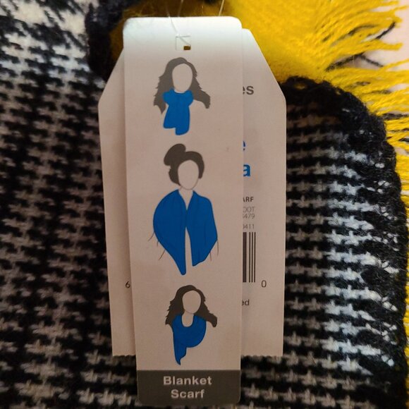 OVER SIZED BLANKET SCARF HOUNDSTOOTH REVERSIBLE WITH FRINGE --SIZE 78 '' X 26'' - Picture 3 of 10